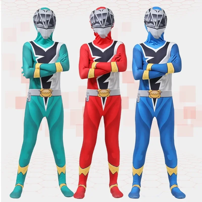 

New Arrival Anime Superhero Cosplay Costume Fantasia Power Samurai Rangers Cos Halloween Carnival Party Zentai Jumpsuit Kids