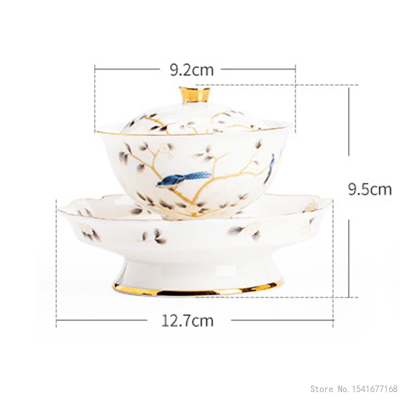 Creative Sheep Fat Jade White Porcelain Kung Fu Tea Set Cover Bowl Set Household Light Luxury High end Tea Making Cup Gaiwan