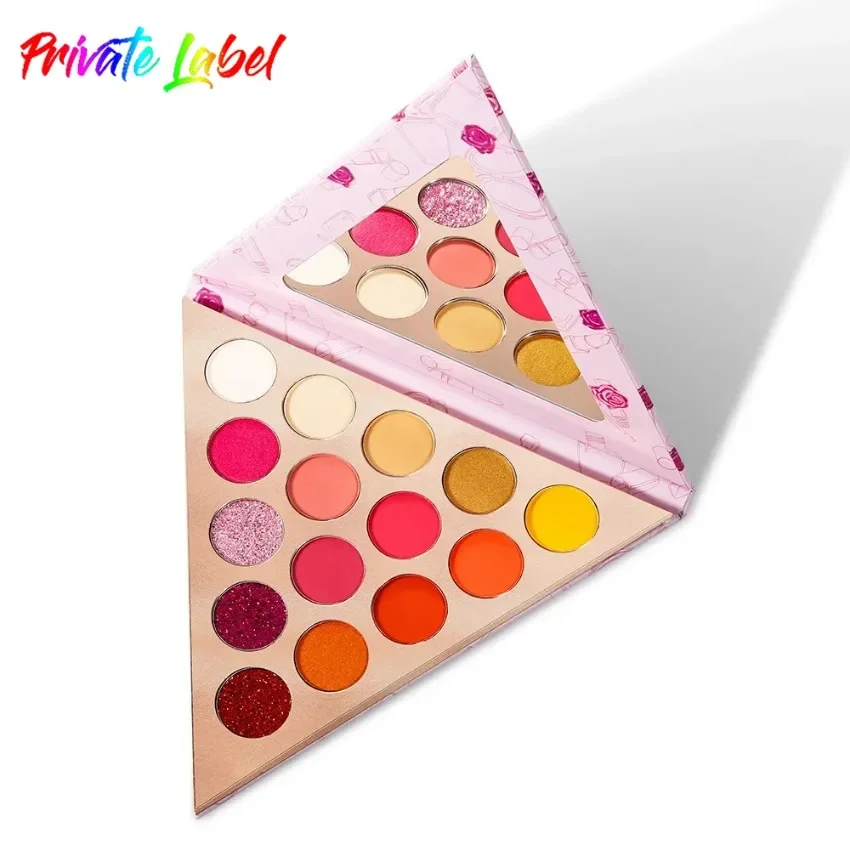 

Custom 15-colors Pink Plum Flower Eyeshadow Palette Waterproof Pigment Lasting Glitter Matte Shimmer Fine Powder Bulk Makeup