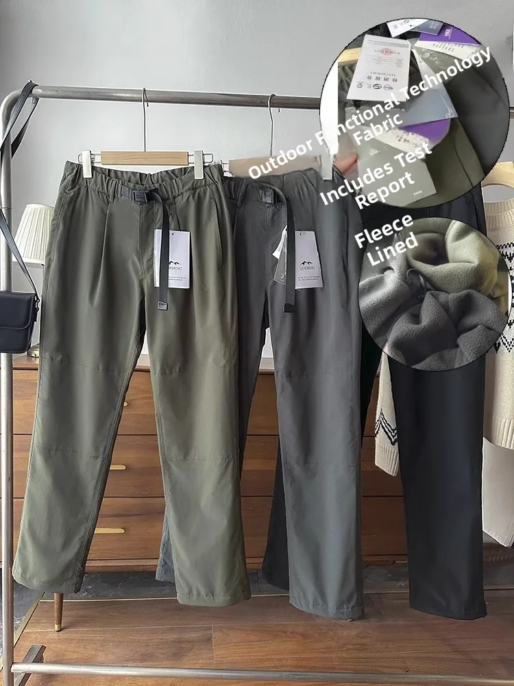 Thiened Fce Outdoor Functional Men's Casual Pants Self-Heating Windproof Waterproof Waist Belt Trousers Autumn Season