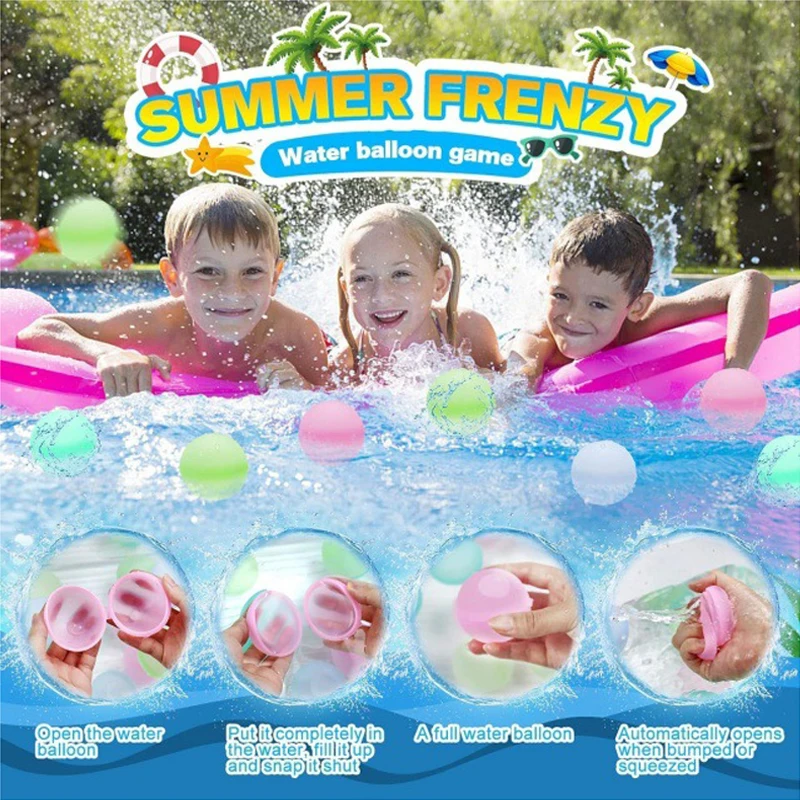 Reusable Water Bomb Splash Water Balloons Silicone Absorbent Balls Pool Beach Play Toys Outdoor Party Favors Fight Games