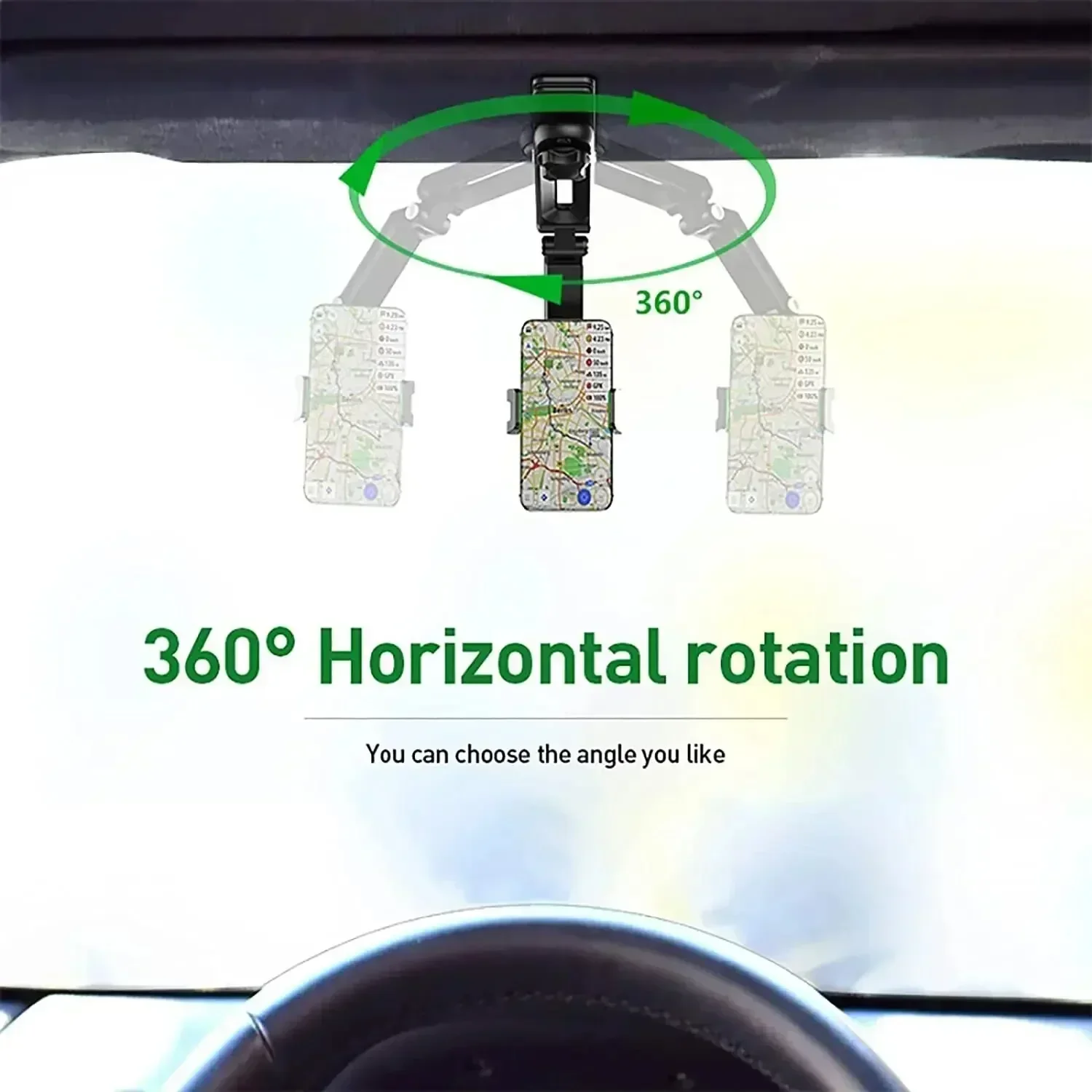 360° Rotating Sun Visor Car Phone Holder Universal Car Mount Stand Navigation GPS Cell Clip Mobile Phone Bracket Support in Car