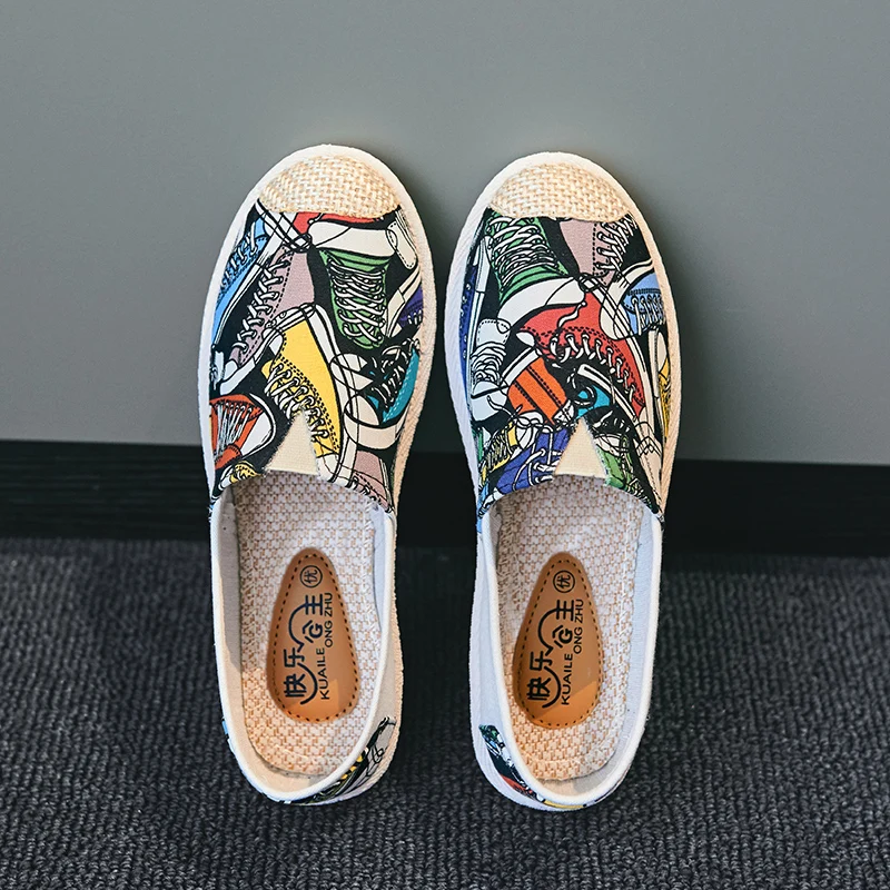 2022 Summer Ladies Casual Comfort Bohemian Slip On Lazy Shoes Female Womens Flat Slip On Canvas Strap Loafers Straw Espadrilles 3