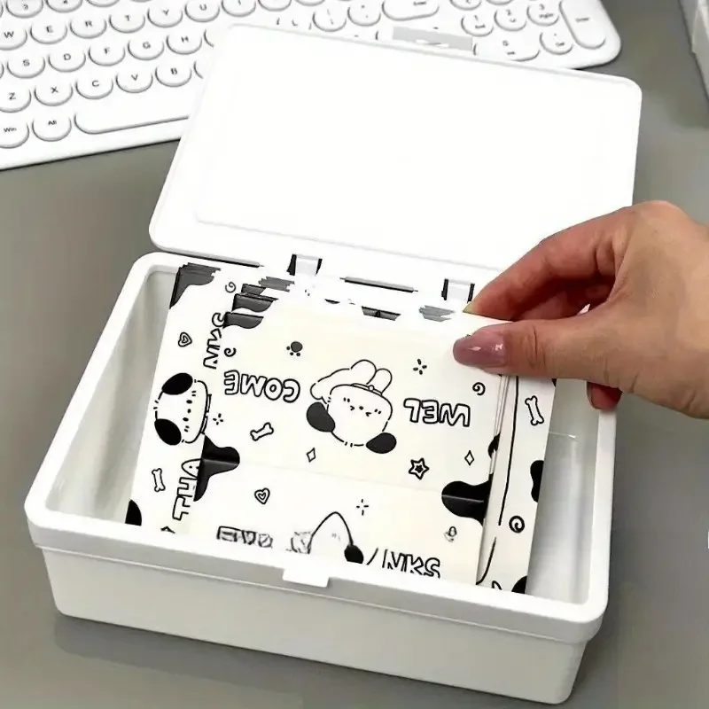 White Flip Lid Dustproof Desk Organizer-Plastic Office Supplies Storage Boxes