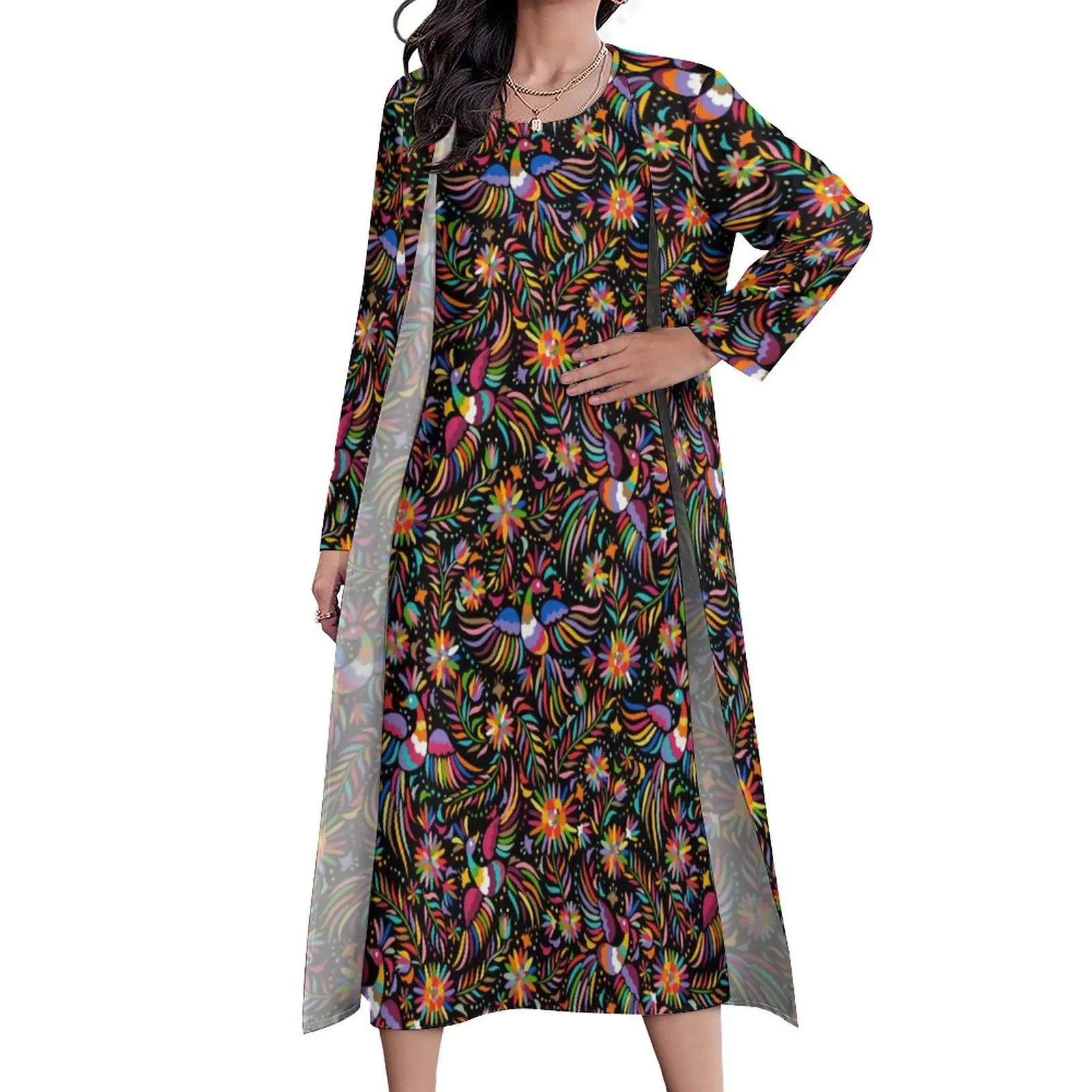 

Красочное женское винтажное платье макси с цветочным принтом, длинные платья в богемном стиле, женское платье большого размера из двух частей
