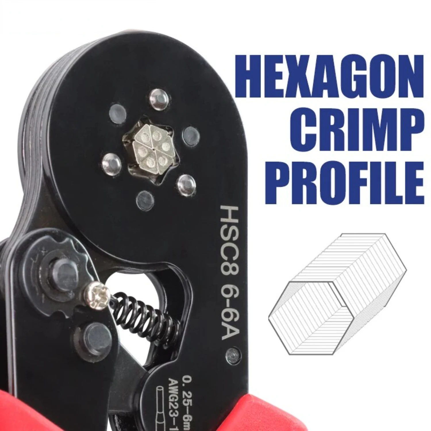 Ferrule Crimping Tools HSC8 6-6A Self-Adjusting Hexagonal Wire Crimper Pliers  0.25-6mm²(AWG23-10) Electrical Circuit Repair 3