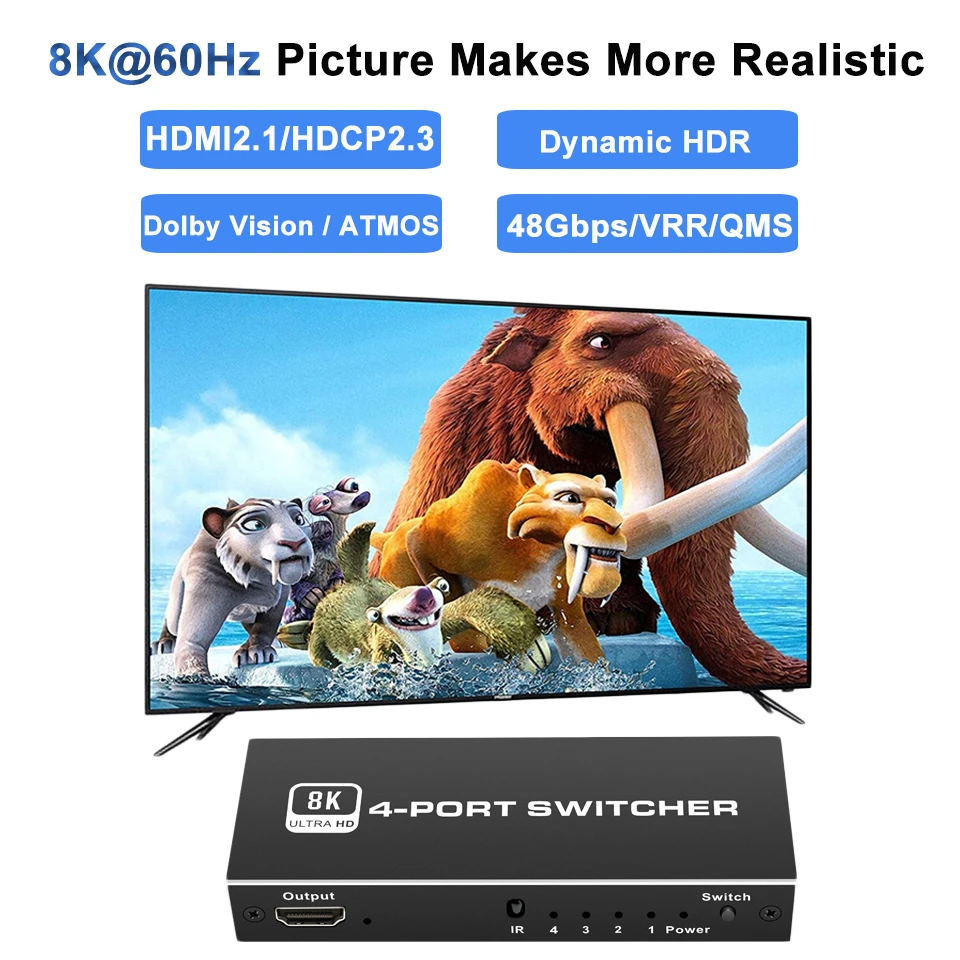 2023 ó HDMI 2.1 ȣȯ IR , PS5 PS4 Ϳ, 4 in 1 out, 2 in 1 out, 8K 60Hz, 4K 120Hz ġ ø 