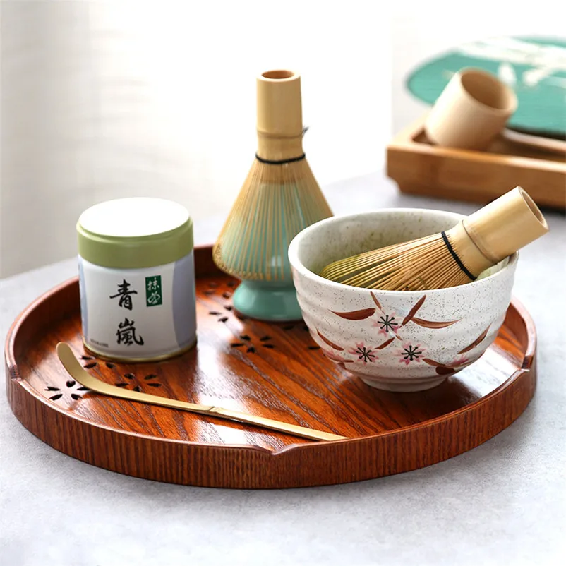 set da tè giapponese Matcha ciotola Matcha kit per cerimonie di tè giapponese Artcome paletta tradizionale 10 pezzi frusta Matcha supporto per frusta in ceramica vassoio in bambù nero 