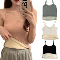 Sous-vêtements chauds monochromes pour femmes, T-shirt d'hiver, Vêtements de nuit décontractés thermiques, Velours fin, artificiel asticité sexy, Document féminin 1