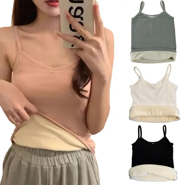 Sous-vêtements chauds monochromes pour femmes, T-shirt d'hiver, Vêtements de nuit décontractés thermiques, Velours fin, artificiel asticité sexy, Document féminin 1