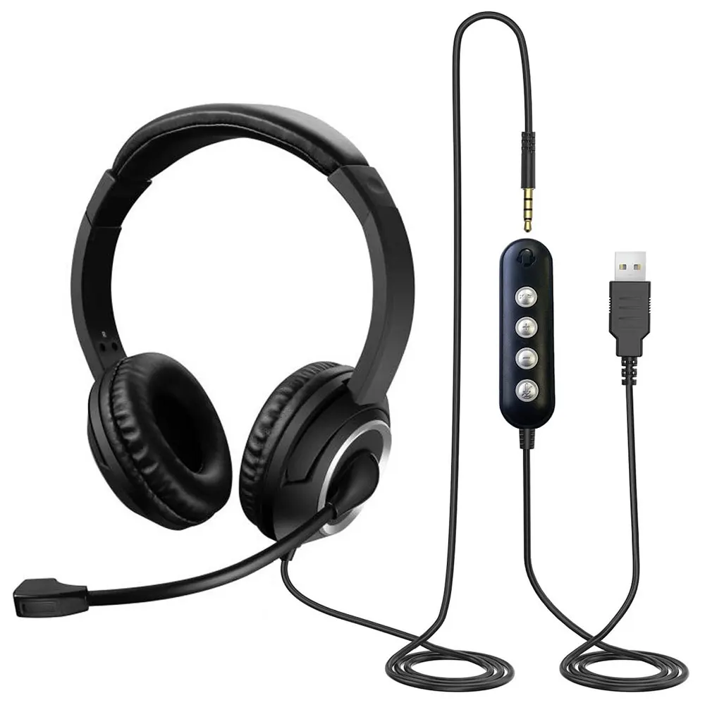 Universal Office Wired Headset with Noise Canceling Mic Online Class Calling Headset with 3.5MM Audio Jack for PC Computer Skype