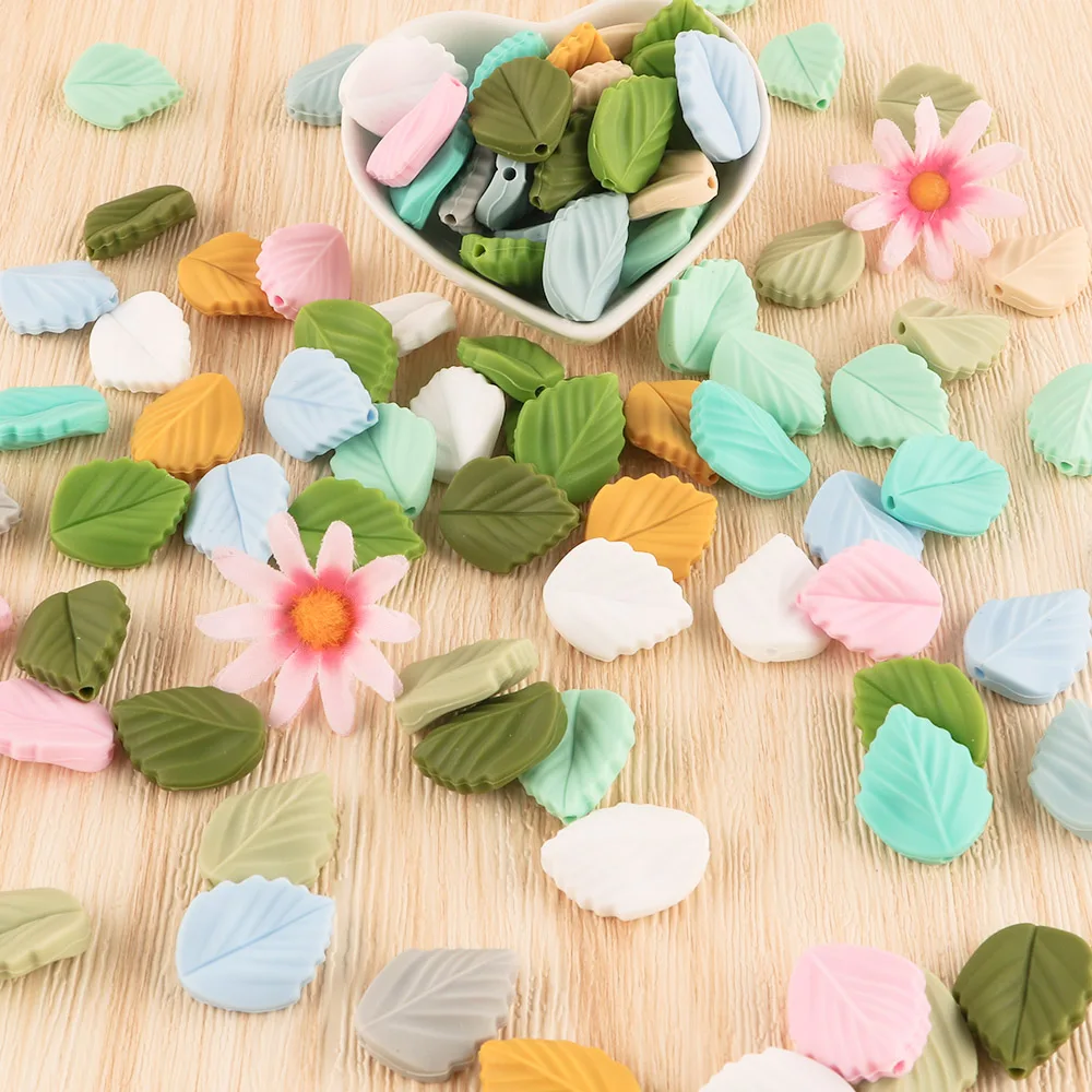 Kovict 10Pcs Silicone Leaf Beads Loose Bead Food Grade Baby Teething Bead DIY Necklace Baby Pacifier Chain Accessories 3 S7c5a273cccd24f3983c57719b2a0f0c4b