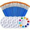 Paint Brushes Palettes Set 30pcs Flat Nylon Hair Artist Brushes With 5pcs Paint Trays For Acrylic Watercolor Oil Gouache Tempera 1