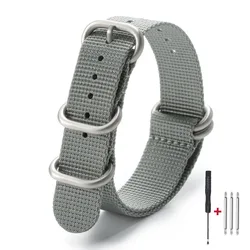 Durable Military - Style Nylon Watch Band - High - Quality Casual Strap - 22mm (Grey)