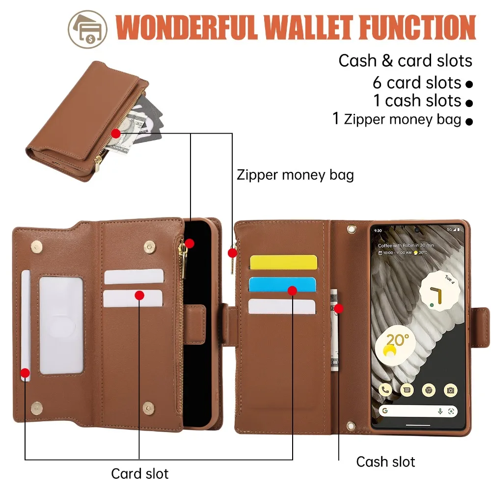 2-in-1 Detachable Crossbody & Wrist Strap Phone Wallet Case with Card Holder