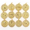 New Twelve Constellation Pendant Necklace CZ Gold Plated Charm Zodiac Metal Astrology DIY Keychain Jewelry Accessories For Women 1