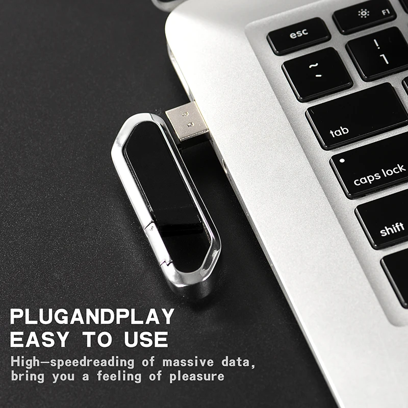 빠른 배송 가죽 USB 플래시 드라이브 64GB 창의적인 선물 펜 드라이브 32GB 카라비너 메모리 스틱 16GB 실버 외장 저장장치 8GB