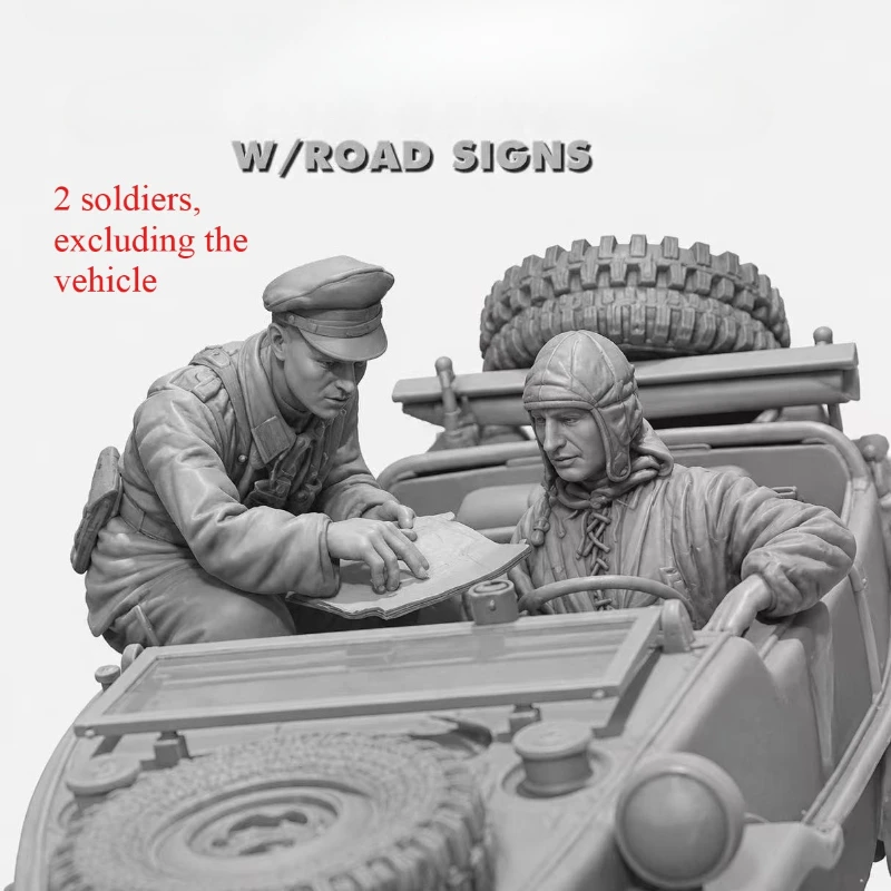 1/35 Scale Resin Figure Assembled Model Kit Officer and Driver 2 Person Hobby Miniature Statues Unassembled  Unpainted DIY Toys