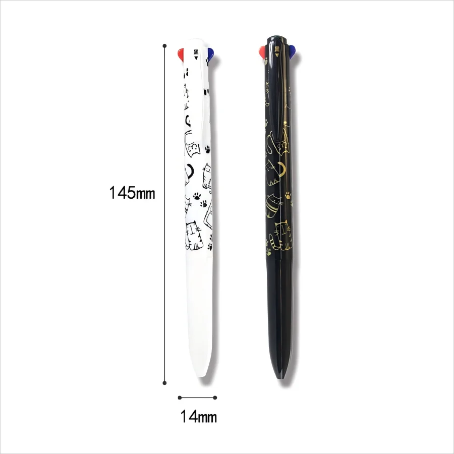 2pcs, 4-in-1 Creative Cat Ballpoint Pens Colorful 0.5mm Black, Blue, Red, Green Ink Multifunction Pen for Office Study Supplies