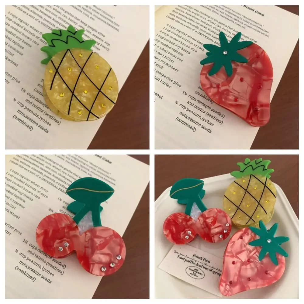 

Заколка-краб для волос в виде фруктов с кристаллами