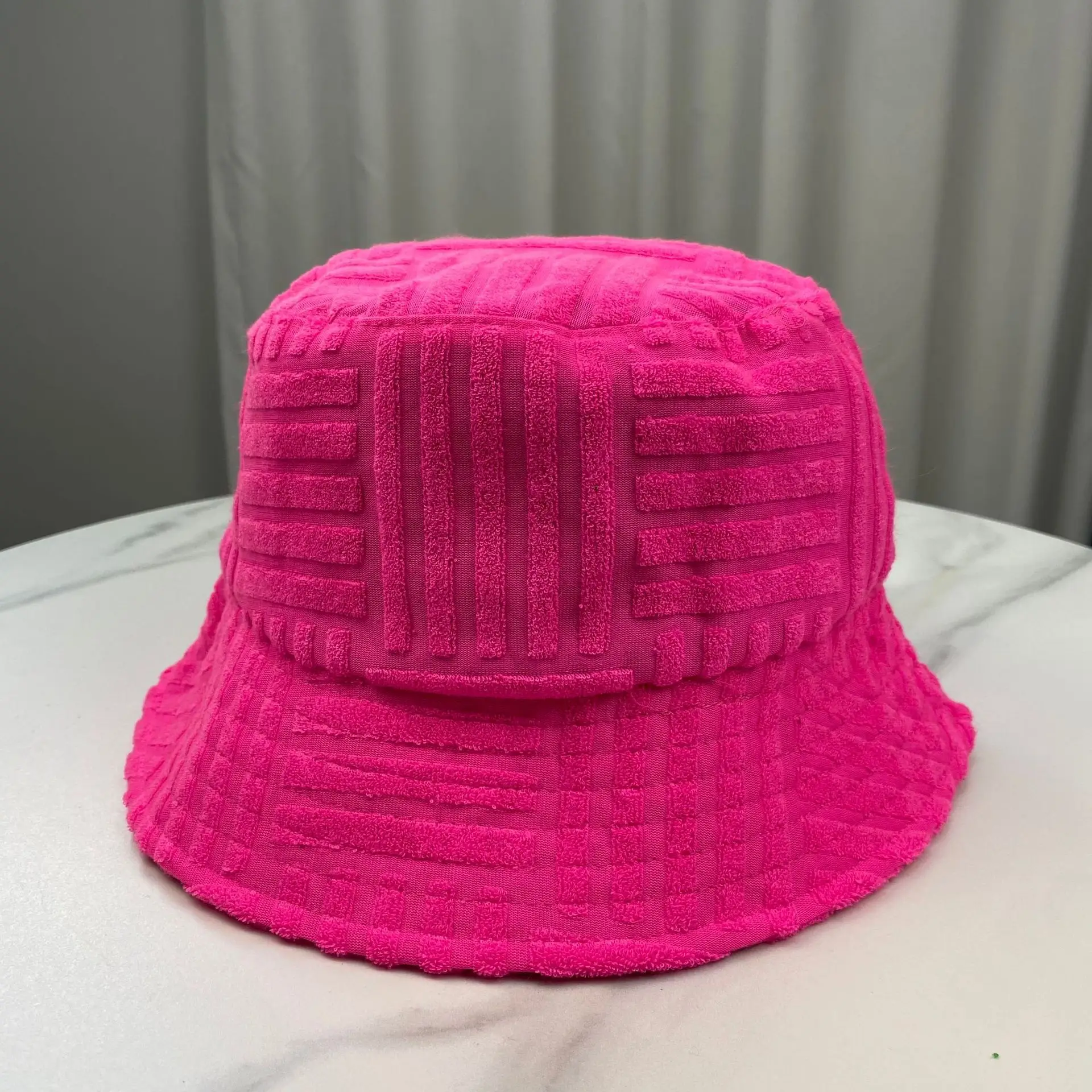 2025 New Women Men Towel Bucket Hat Casual Stripe Monochrome Sunscreen Hat Panama Cap