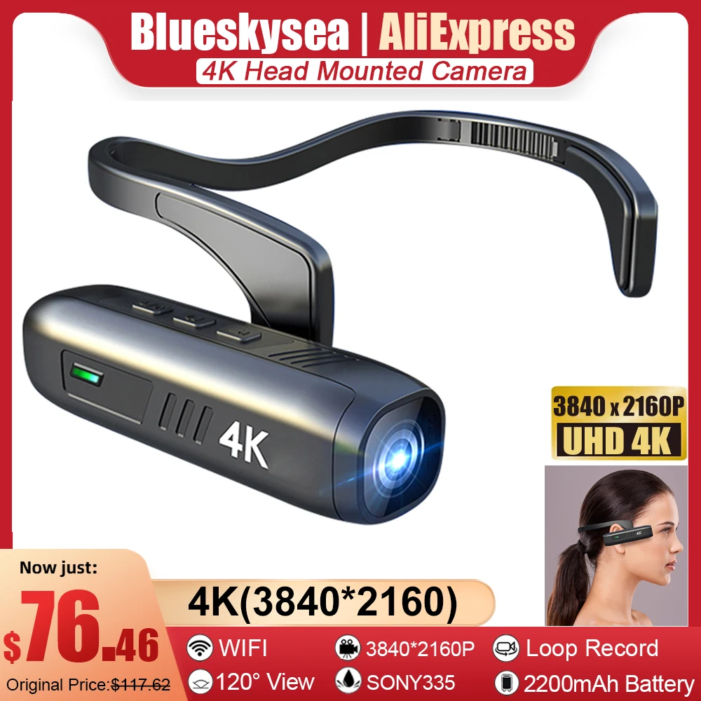 Blueskysea 4K Dash Cam Body Camera 3500mAh Battery with 11 Hours Recording  WiFi Mini Camera with GPS Bodycam Police 170° View