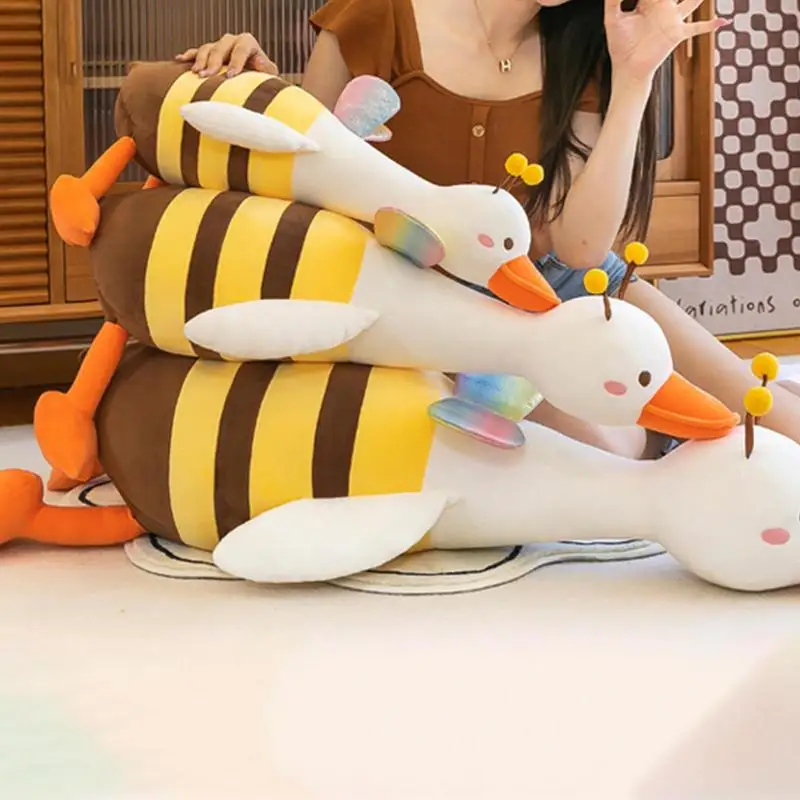 

Bee Plush Toy White Duck Cushion Soft Bee Doll Animal Plushies Home Decoration For Living Room Bedroom Children's Room Dormitory