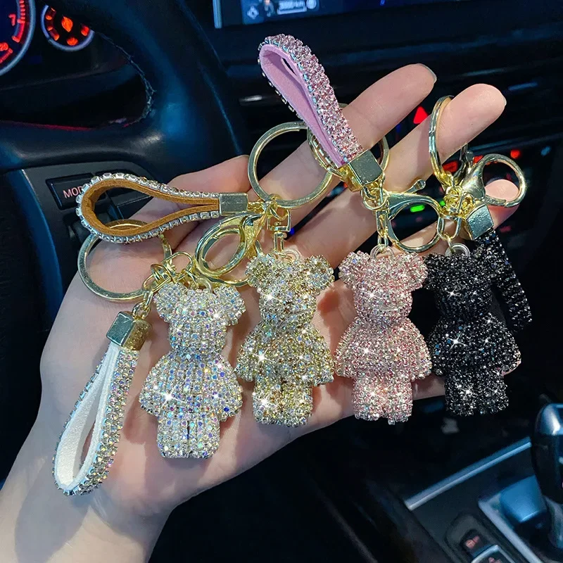 Gucci Necklace Key|luxury Rhinestone Bear Keychain - Silver