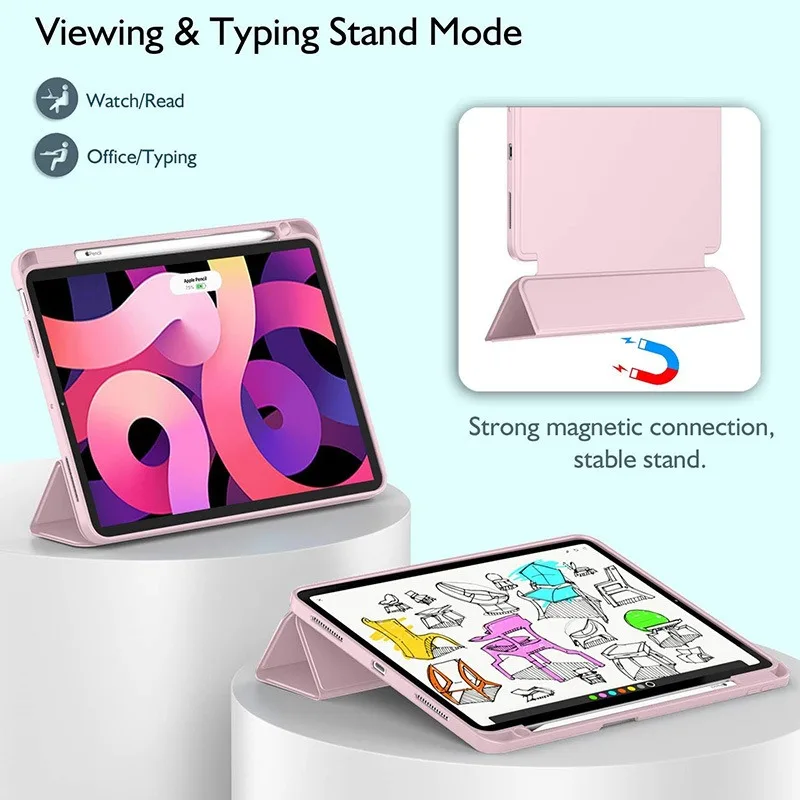 Magnetic Smart Tablet Cover with Pencil Holder and Auto Wake & Sleep Function