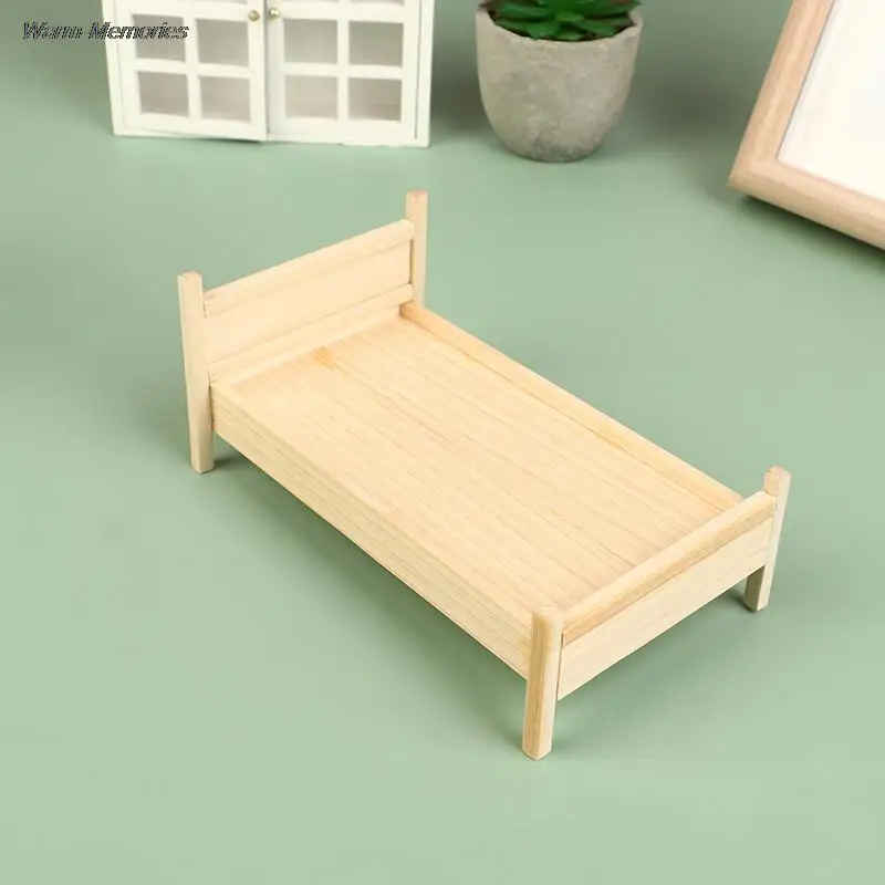 

DollHouse Miniature Simulation Wooden Bed Model DIY Accessories Scene Furniture Toys