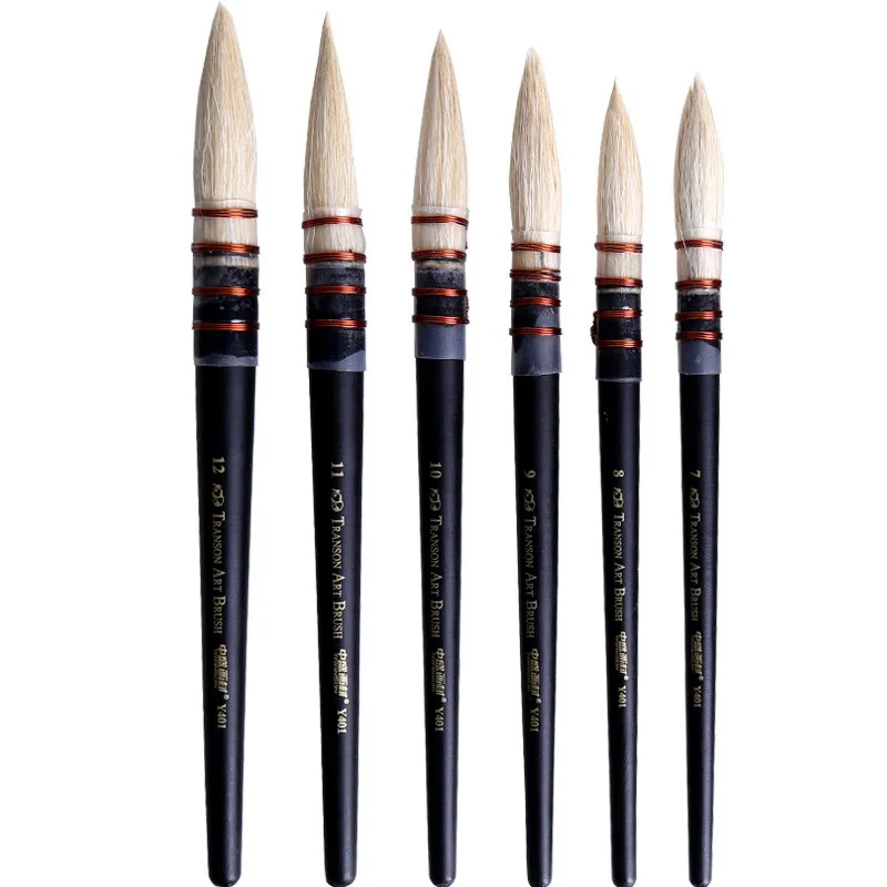High Quality Wool Hair Wooden Handle Watercolor Paint Brush Professional Pointed Artist Brushes For Painting Art Supplies