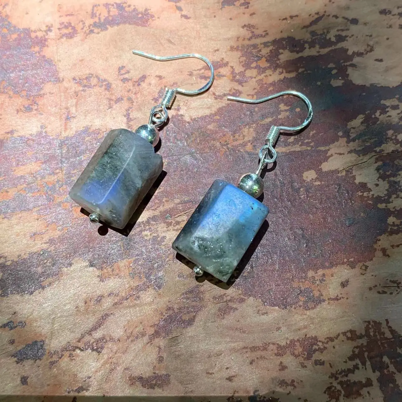 Natural Moonstone Rough Earrings Silver 925 Hanging Earrings Original Gemstone Women High Quality Jewelry Design Handmade