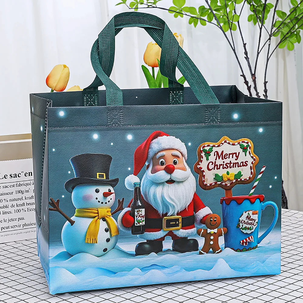 Christmas Gift Bag Non-woven Santa Snowman xmas tree Tote Bags Gift Packaging Bag Waterproof Shopping Bag Xmas New Year Bags