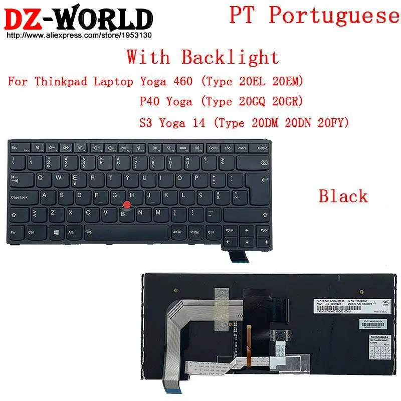 Português Sueco Espanhol Teclado retroiluminado para Lenovo
