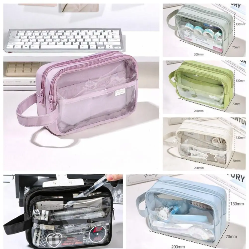 

Прозрачная вместительная сумка для карандашей, трехслойная Водонепроницаемая трехслойная прозрачная пенал, простота оформления из ПВХ