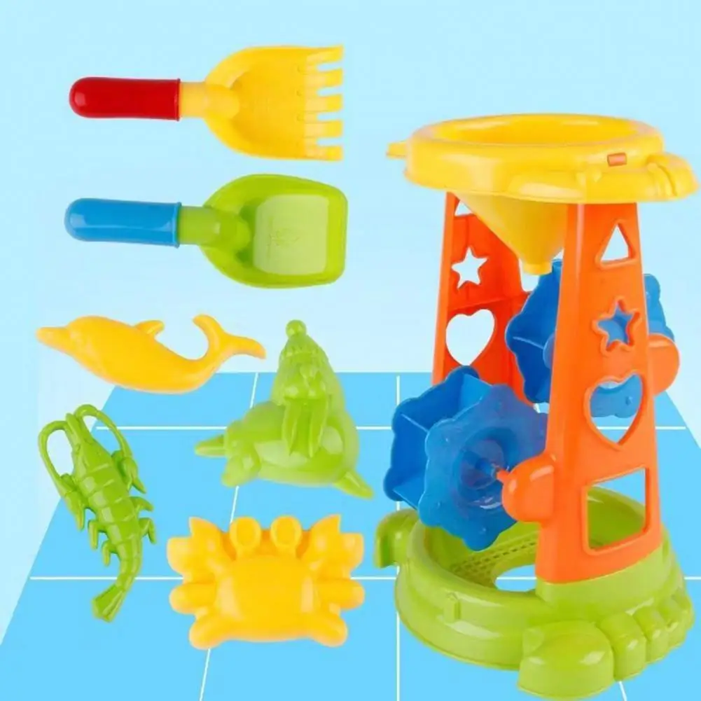 

7Pcs/Set Sand Digging Tools Parent-child Interaction Sand Shovel Toys with Mold Sand Toys with Hourglass Outdoor Supplies