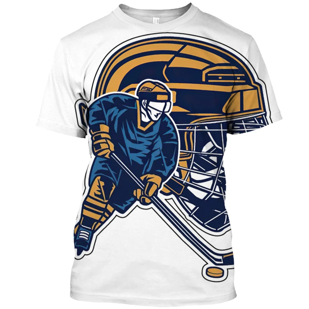 Ice Hockey Player Pattern Print Men's A Shirts, Casual Breathable