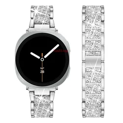 Elegant Metal Rhinestone Bracelet Strap - Galaxy 8 Band (Silver)