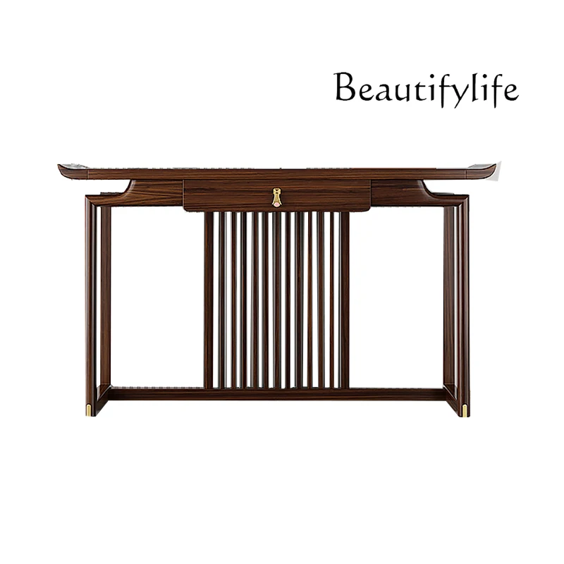 

New Chinese Style Console Solid Wood a Long Narrow Table Entrance Cabinet Zen Side View Buddha Niche Altar Ugyen Wood