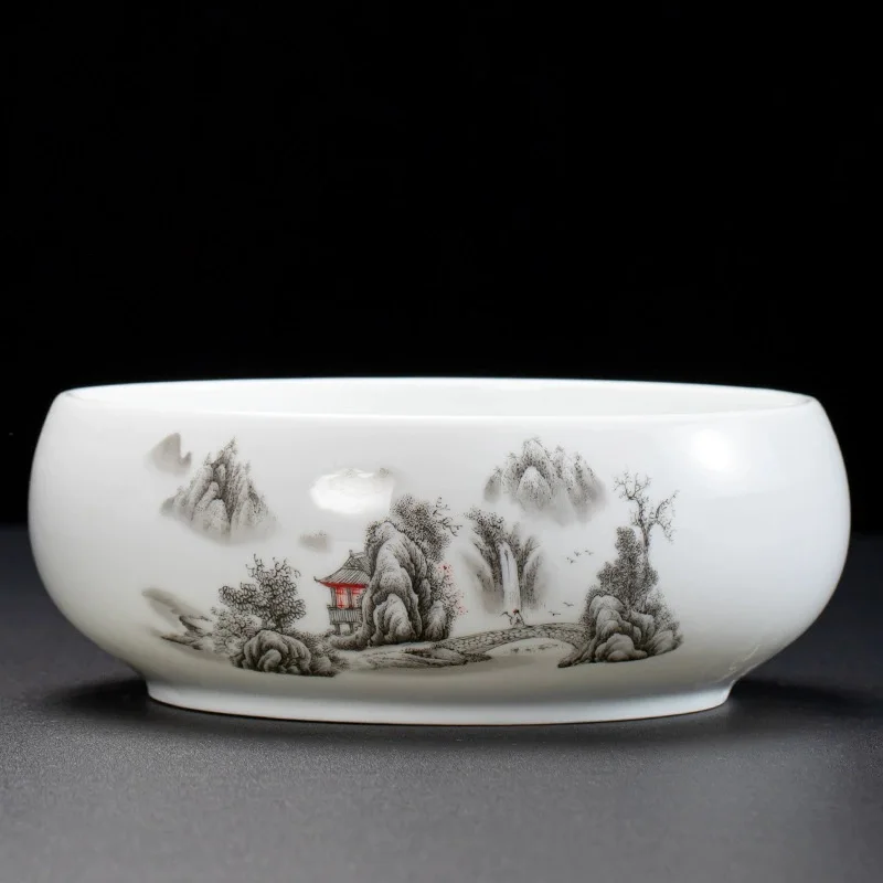 Jade porcelain tea washing large blue and white ceramic pen washing hydroponic flower pot bowl water tray ashtray