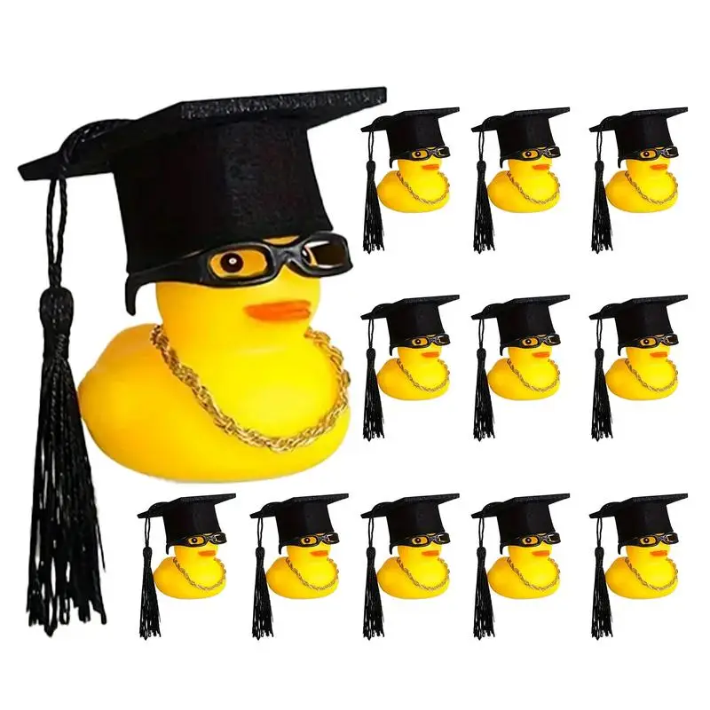 

Mini Graduation Ducks 12Pcs Bath Toys Car Dashboard Decoration Bathtub Duck With Graduation Hat And Glasses Cute Ducks For
