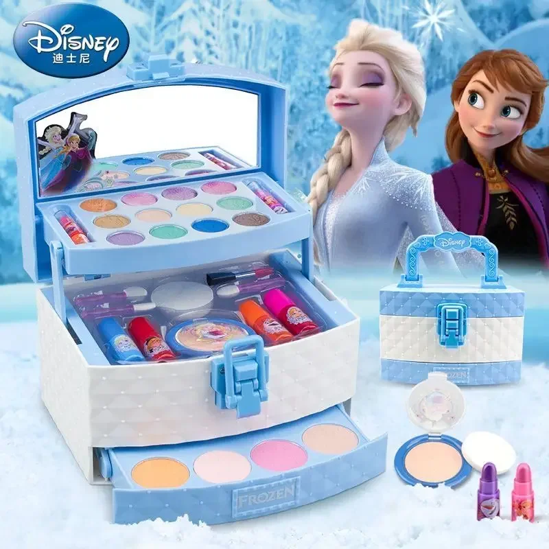 New Disney girls frozen 2 elsa anna princess Makeup suitcase Toys set Cosmetic case snow White Makeup Box Set  kids Toy Gift 2