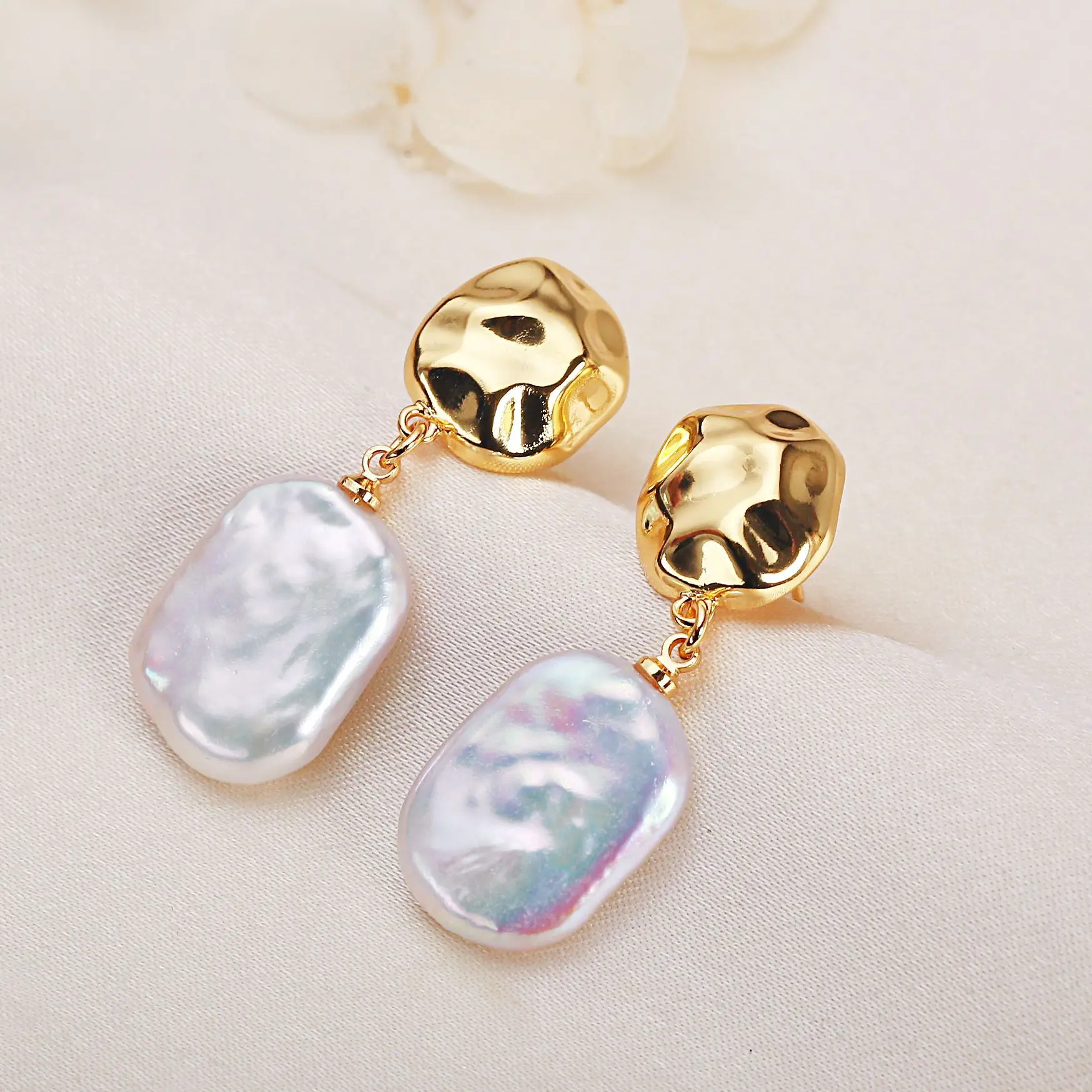 VOBIPY Tropfenohrringe mit natürlichen Süßwasser-Barockperlen für Damen, Party, Hochzeit, Geschenk, unregelmäßiger Ohrring, Modeschmuck, 15–18 mm – Detail 7