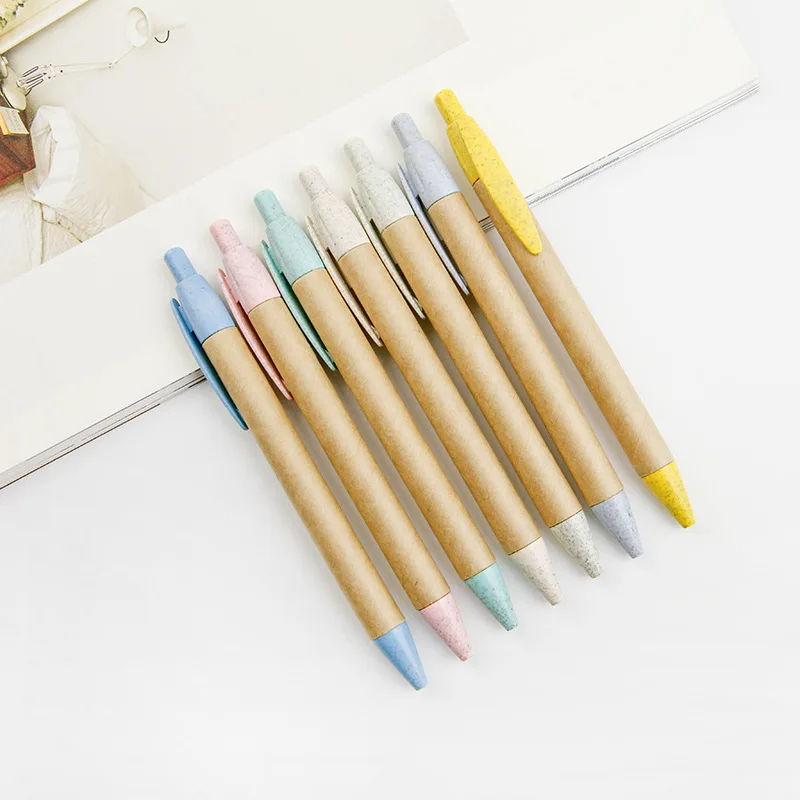 

50 шт. новые модные шариковые ручки из крафт-бумаги для письма, милые школьные принадлежности, канцелярские принадлежности, ручки, большой рекламный подарок, детские призы