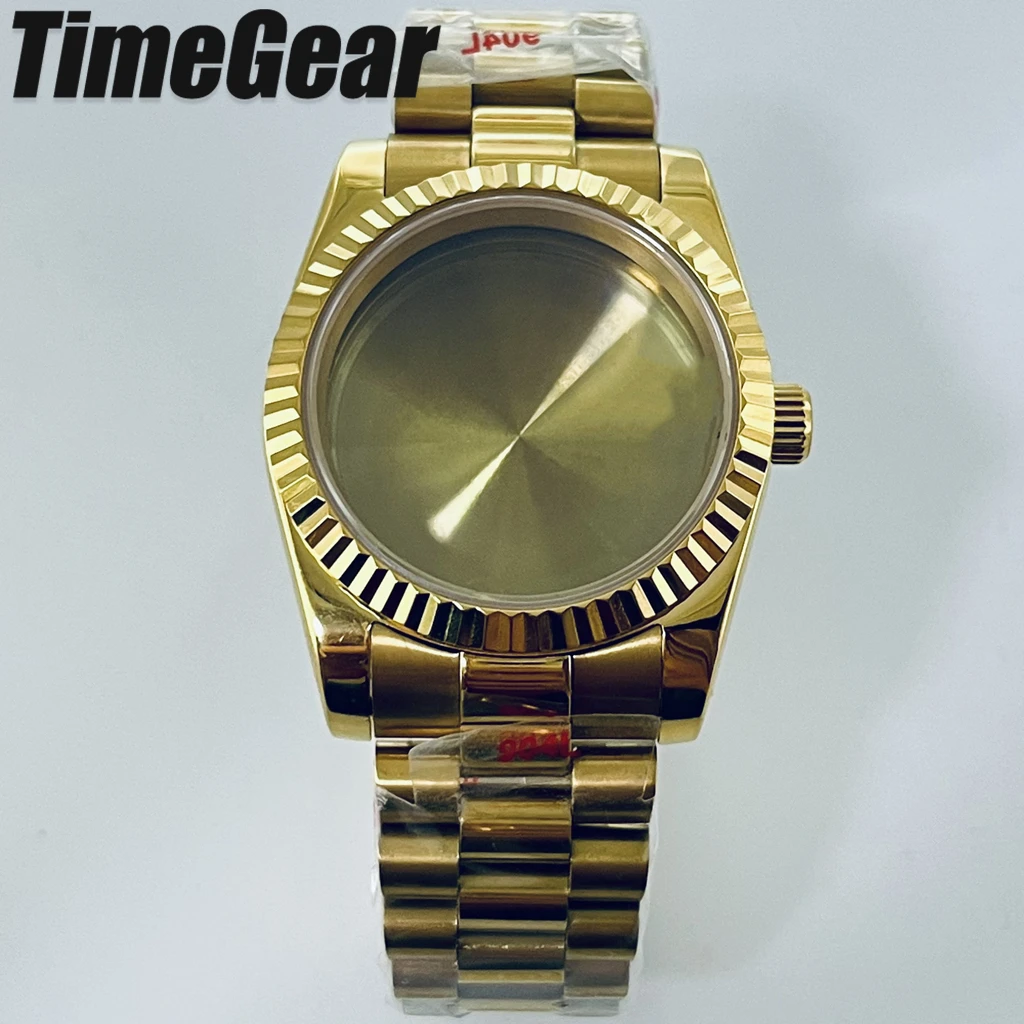 Silver Gold Rose Presidential Watch Case with Bracelet - 36mm/40mm