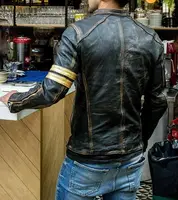 Veste en cuir de mode rétro Streetwear Blazer vestes décontractée hommes vêtements d'extérieur en cuir Moto veste tendance marque nouveaux vêtements pour hommes 3