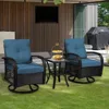 3 Pieces Patio Furniture Set, Outdoor Wicker Patio Chairs with Thick Cushions and Glass Coffee Table, Modern Conversation Set 3
