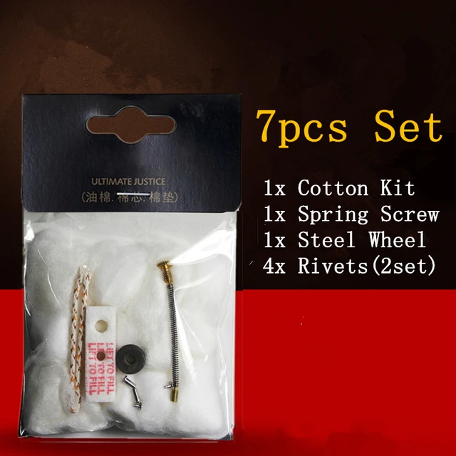 7pcs/set Steel Wheel Rivets Spring Screw Cotton Wicks Kit For Zippo