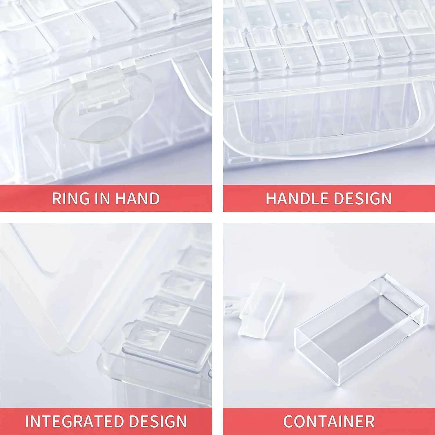 Diamond Painting Beads Storage Box Plastic Storage Box with Label Sticker Transparent Rectangular Bead Organizer