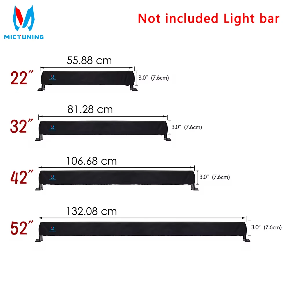 LED Light Bar 22" 32" 42" 52" Auto Universal Fitment Nylon Cover Straight Curved Protective Gear Sleeve Bag